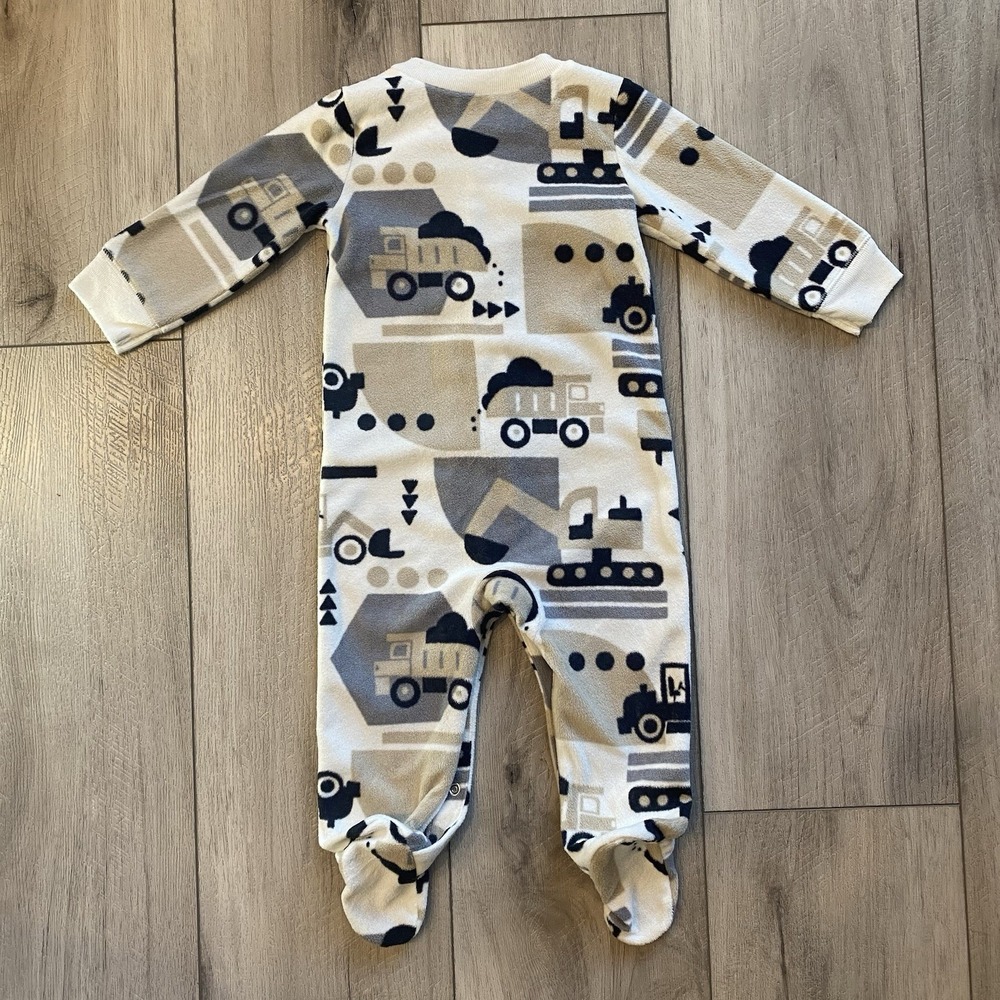 Carter's Boys Fleece Footed Pajamas 9 M Button-Up Construction Themed - Picture 4 of 8